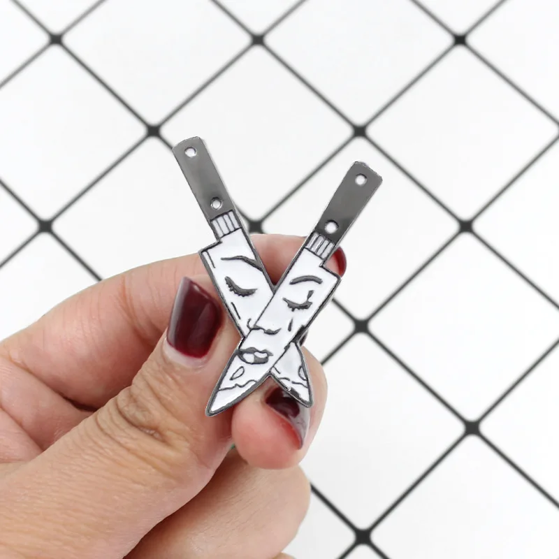 

Dreamtop Personality Knife Brooch Pin Enamel Pin Button Badge Punk Crying Girl Brooch for Women Men Clothes Hat Accessories B30