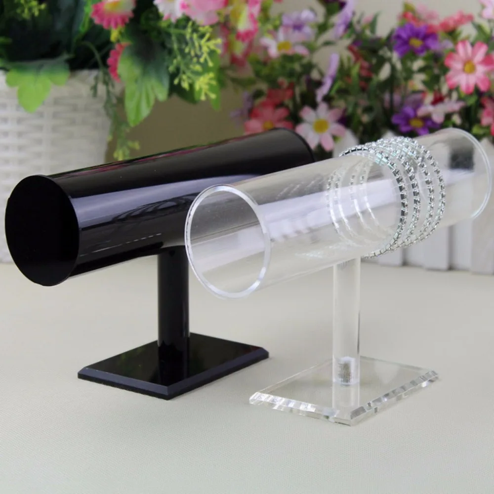  JAVRIK Elegant Acrylic Black White Color Bracelet Watch Display Holder Showing Stand Bangle Showing