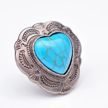 

30mm Antique Silver Southeast Floral Engraved Love Heart Turquoise Leathercraft Concho For Horse Saddle Tack Decor Screwback