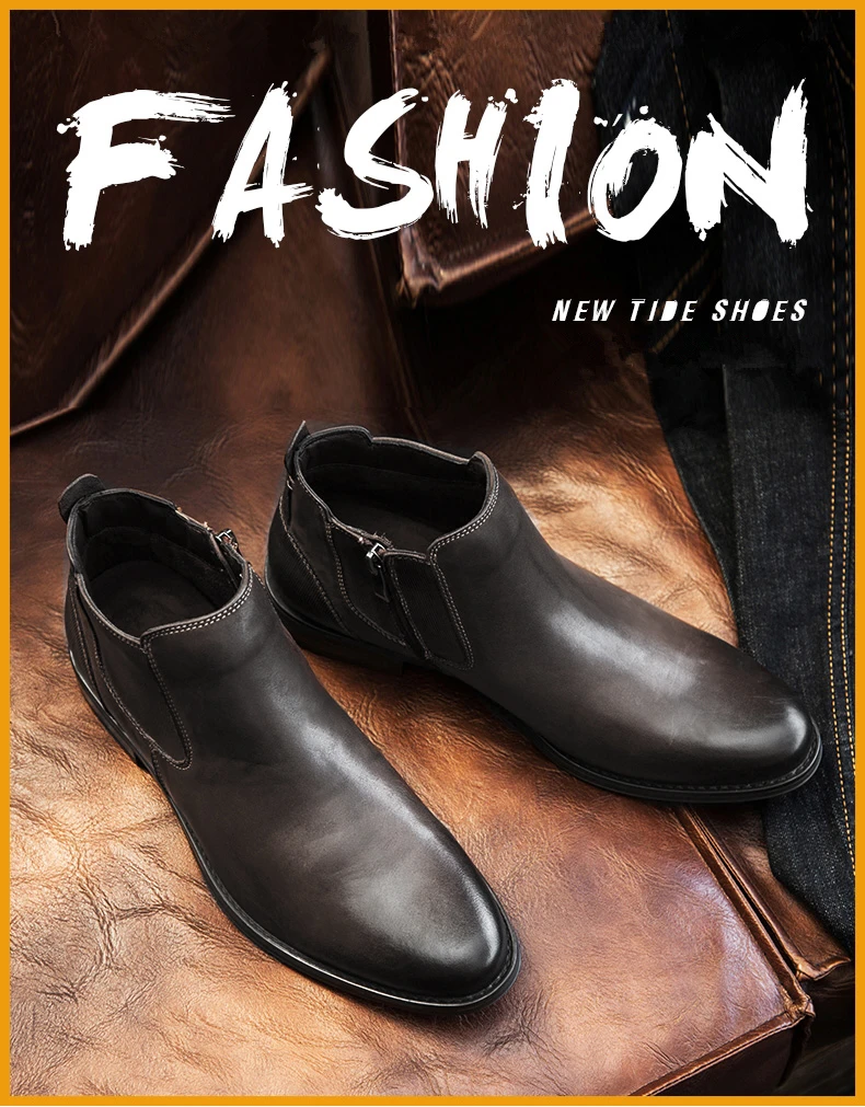 DESERT RAM Brand Men's Boots Genuine Leather Oxford Dress Shoes Male British Chelsea Shoe Mens Winter Business Point Footwear (1)