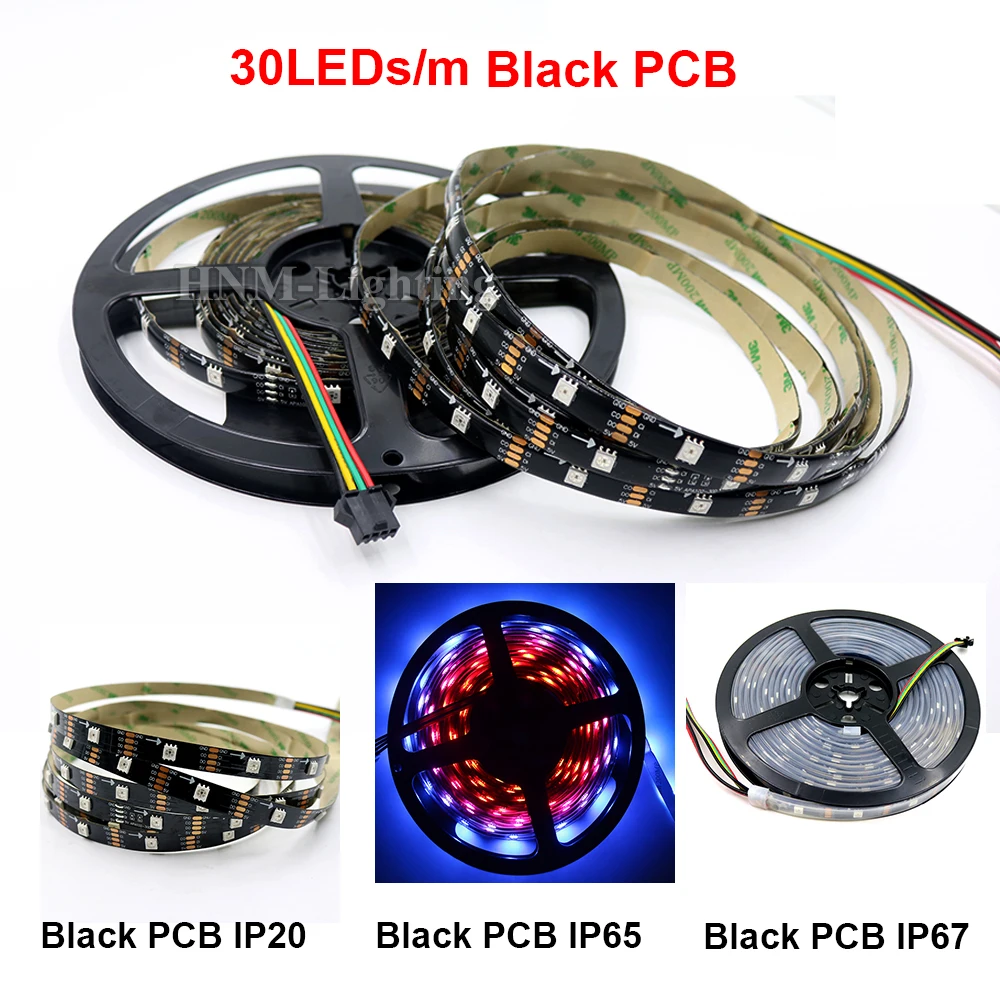 12V 30/60/144 светодиодный s/m WS2815B Светодиодные ленты WS2815 Цифровой пикселей RGB светодиодный светильник полосы ТВ лента Ambi светильник, белый/черный печатных плат, IP20/IP65/IP67