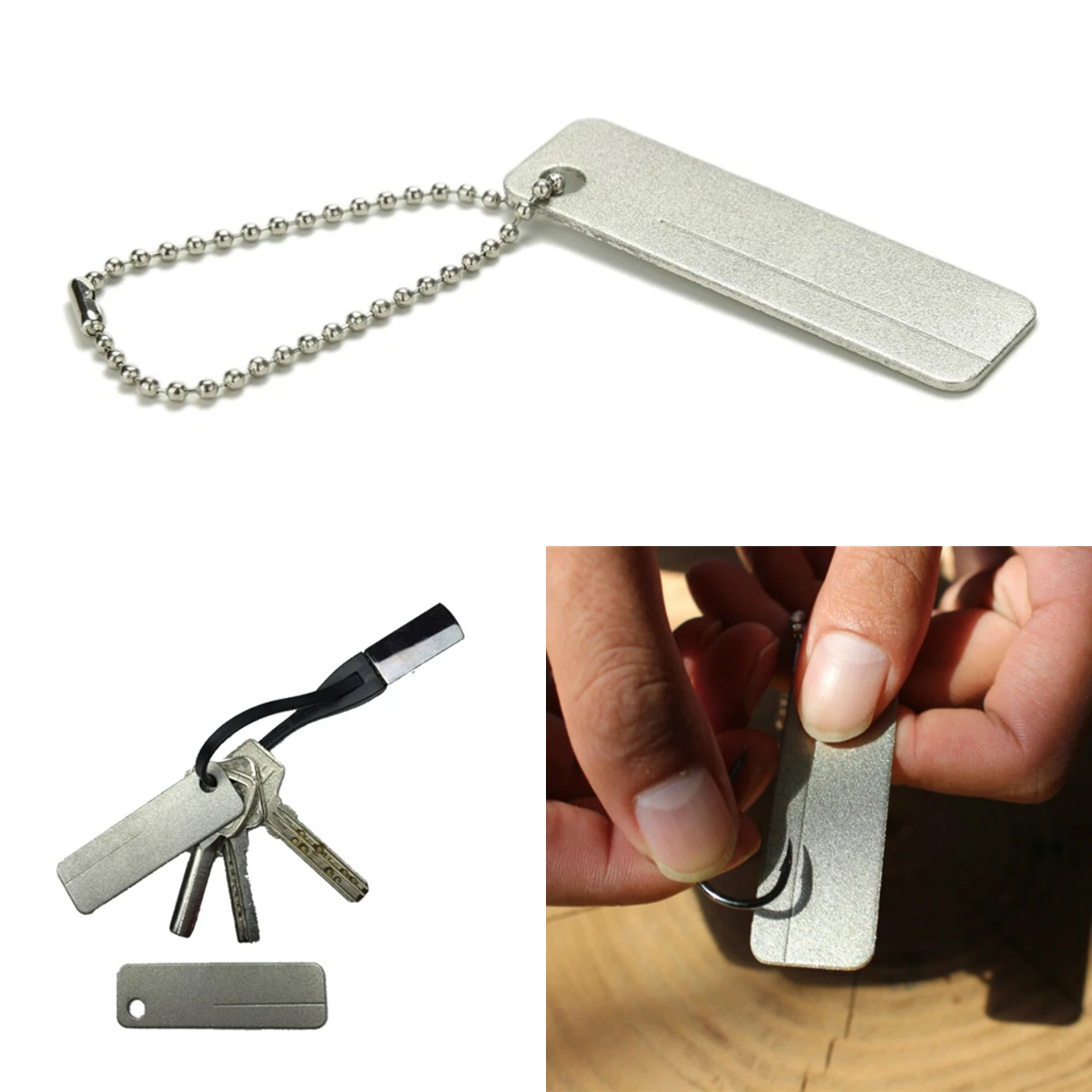 Portable EDC Pocket Diamond Stone Sharpener Keychain for Knife Fish