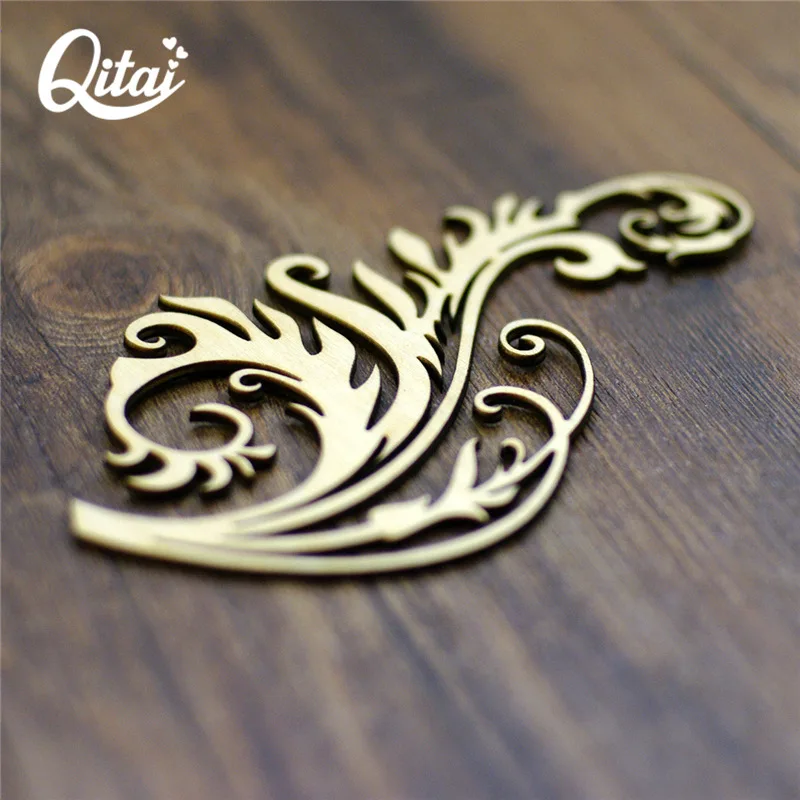 The Most Ancient Classic Vine Flower QITAI 12Pieces/Lot Creative Product Crafts DIY Scrapbooking Vintage Retro Wooden Chip WF024 Ornament Crafts Resin Crafts Wooden Figurine Crafts