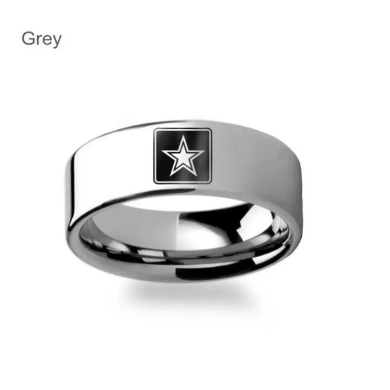 Военный символ логотип гравировка плоское полированное титановое стальное кольцо-армия, береговая охрана, ВМС, морской корпус, ВВС
