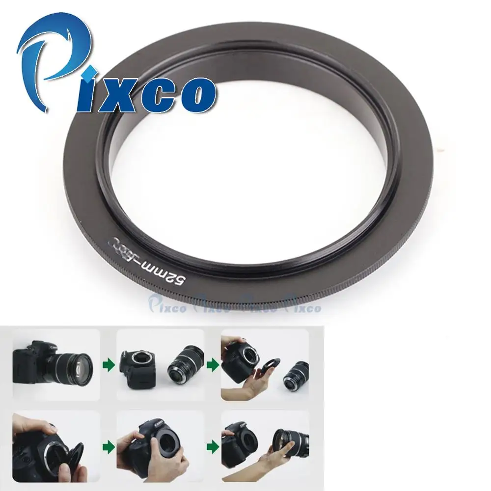 Pixco 52mm 55mm 62mm 72mm 77mm Lens Macro Reverse Adapter Ring Suit  For Canon E.OS Camera