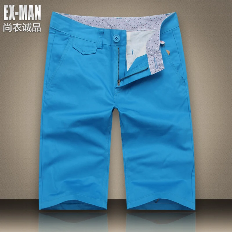 Candy multicolour men's clothing slim thin men's knee length pants male