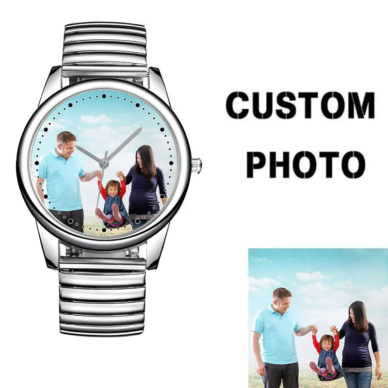 

B-8200 Men OEM Logo Custom Watch Dial Printing Photo Brand Your Own Watch DIY Picture Clock Personalized Family Gift Watches