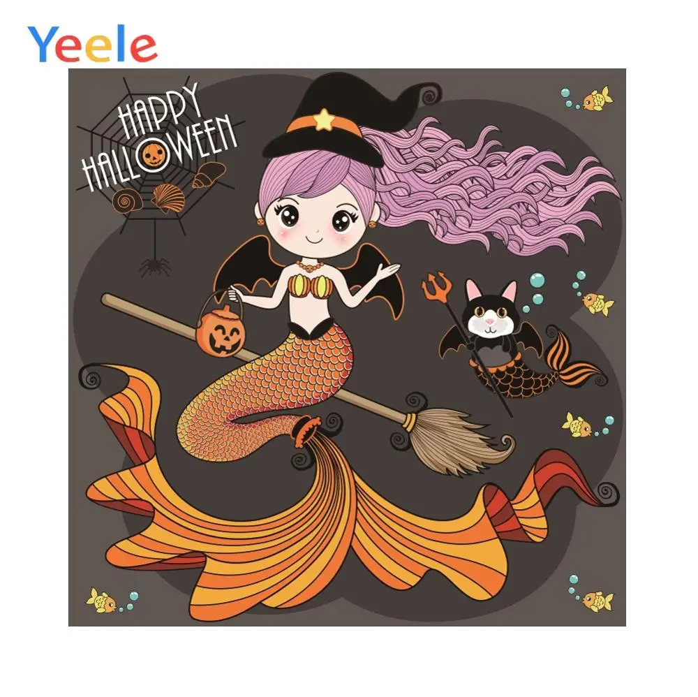 

Yeele Mermaid Halloween Sirens Girls Baby Party Poster Wall Decor Photography Backdrop Photographic Backgrounds For Photo Studio