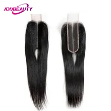 Addbeauty 2x6 закрытие шнурка Ким К бразильские прямые необработанные девственные человеческие волосы младенца естественный цвет глубокая средняя часть 130