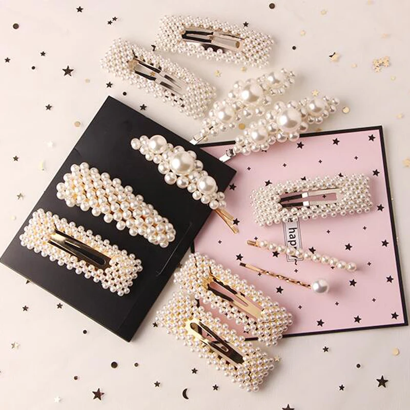 

1PC Hairpins Hats New Fashion Headbands Special Offer Women Hair Accessories Girls Elegant Pearl Geometric Alloy Hair Barrettes