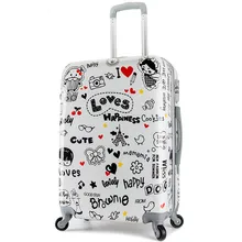 KUNDUI мужской костюм чехол Сумки, Любовь Сердце шаблон ABS+ PC мультфильм чехол тележка, женщины путешествия багаж, замок, mute bag maletas 14 20 24