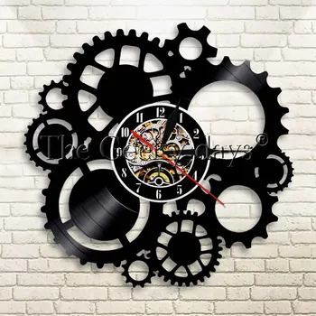 

1Piece Steampunk Decor Wall Clock Wall Art Wires Gear Vinyl Record Wall Clock Steampunk Cogs Home Decor Modern Design Wall Watch