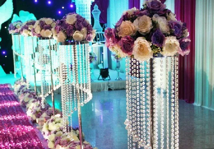 Роскошный хрустальный держатель для свадебной цветочной вазы, металлическая подставка, дорожка, Свадебный дорожный стол, Центральные элементы, вечерние, Т-образный Декор