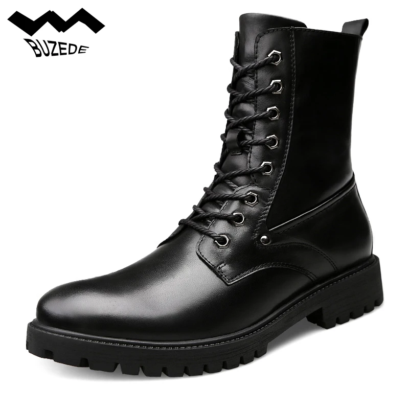 Cowhide Genuine Leather Military Uniform Boots Battlefield Black Plus