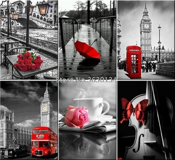 

5D Diamond Painting Red Rose Coffee Diamond Cross Stitch Big Ben Full Diamond Embroidery Bus Diamond Mosaic Painting Home decor