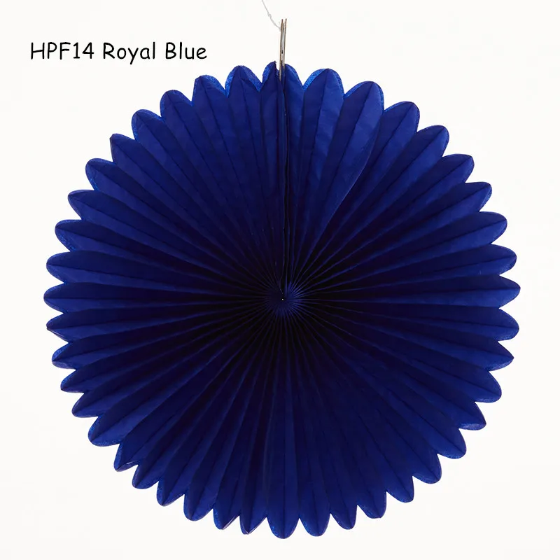 Смешанные размеры 6/8/10/12/14/16 дюймов веера из папиросной бумаги флюгеры висящие Свадебные Бумажные цветы День рождения Baby Shower Свадебные украшения - Цвет: HPF14 Royal Blue