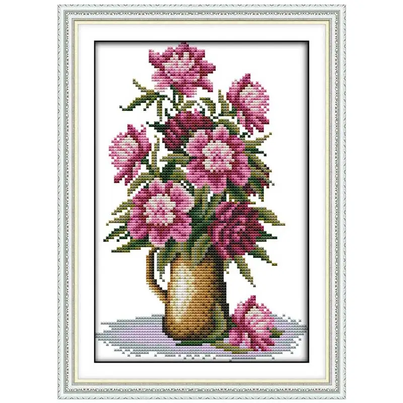 

Pink Flower painting counted printed on the canvas DMC 11CT 14CT DIY kit Cross Stitch embroidery needlework Sets home decor