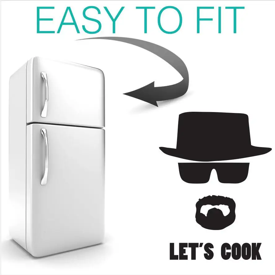 Heisenberg fridge sticker black vinyl - 3 types/ wall decor/ kitchen sticker  / kids stickers / funny sticker - breaking bad J949