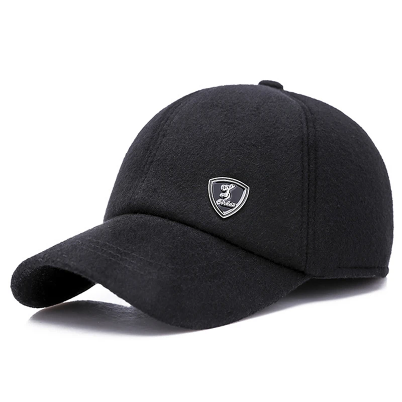 2019 Мужская Зимняя кепка модная бейсбольная с ушками Gorras Para Hombre однотонная