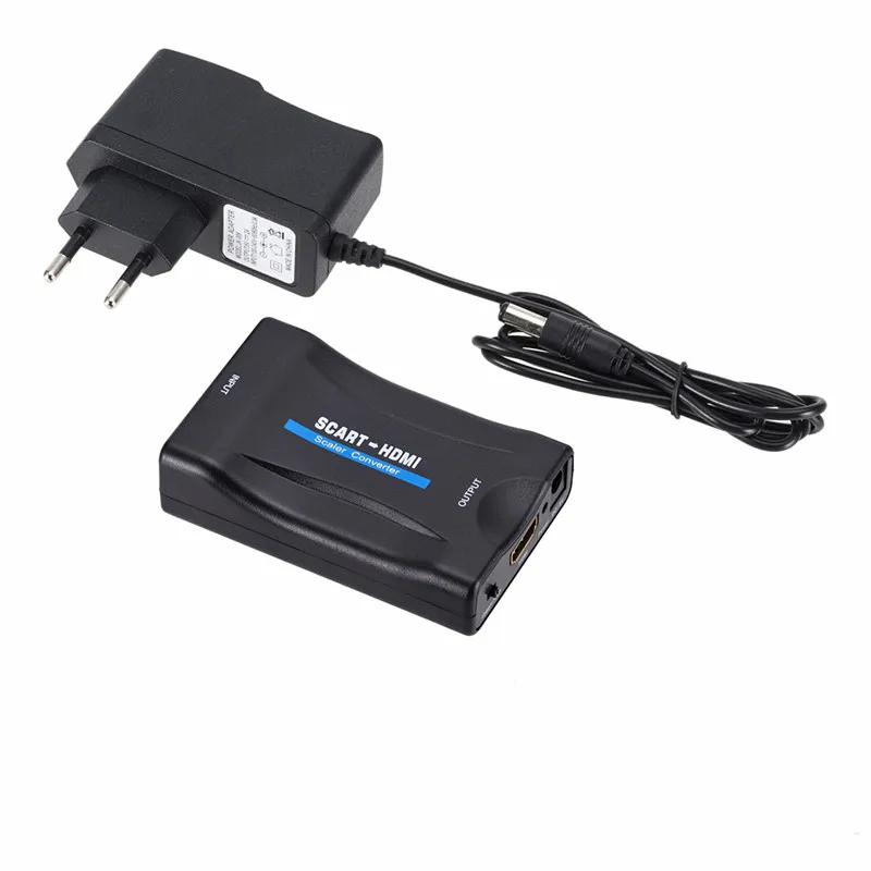 EU Plug 1080 P из scart в HDMI конвертер видео аудио высококлассные сигнальные адаптеры-конвертеры с зарядным адаптером кабель для Sky Box DVD STB - Цвет: EU Plug