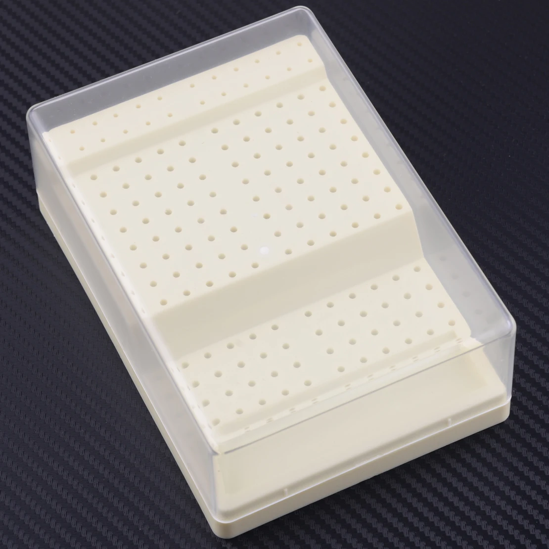 KUDOST Dental Bur Block Holder Station with Lid Plastic Holds 168 Burs