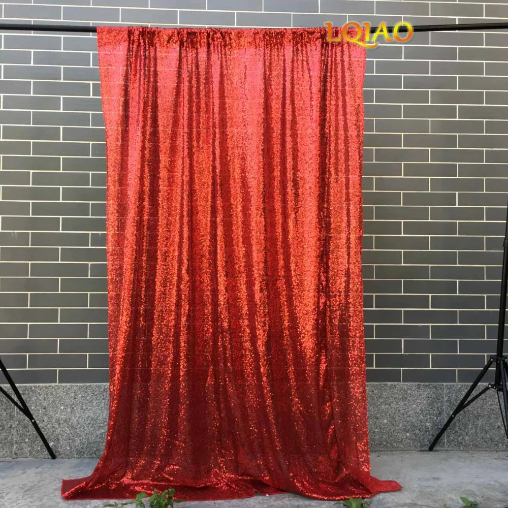 

LQIAO Red Sequin Backdrop Curtain 4x10ft Sparkly Sequin Fabric Photo Booth Photography Curtain Wedding Birthday Party Decoration