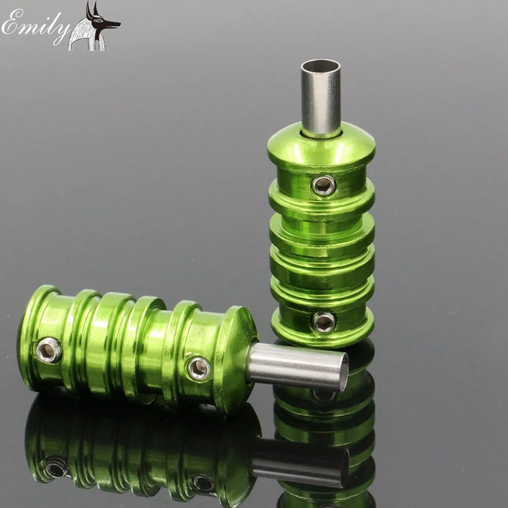 

5PCS Aluminum Alloy Tattoo Grips 22MM Green Light Weight Grips With Back Stem For Tattoo Machine Supply Free Shipping