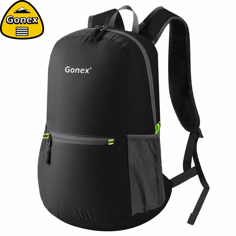 Gonex 20L خفيفة على ظهره طوي Daypack حقيبة النايلون الأسود حقيبة للمدرسة السفر التنزه الرياضة في الهواء الطلق 2019 الأسرة النشاط