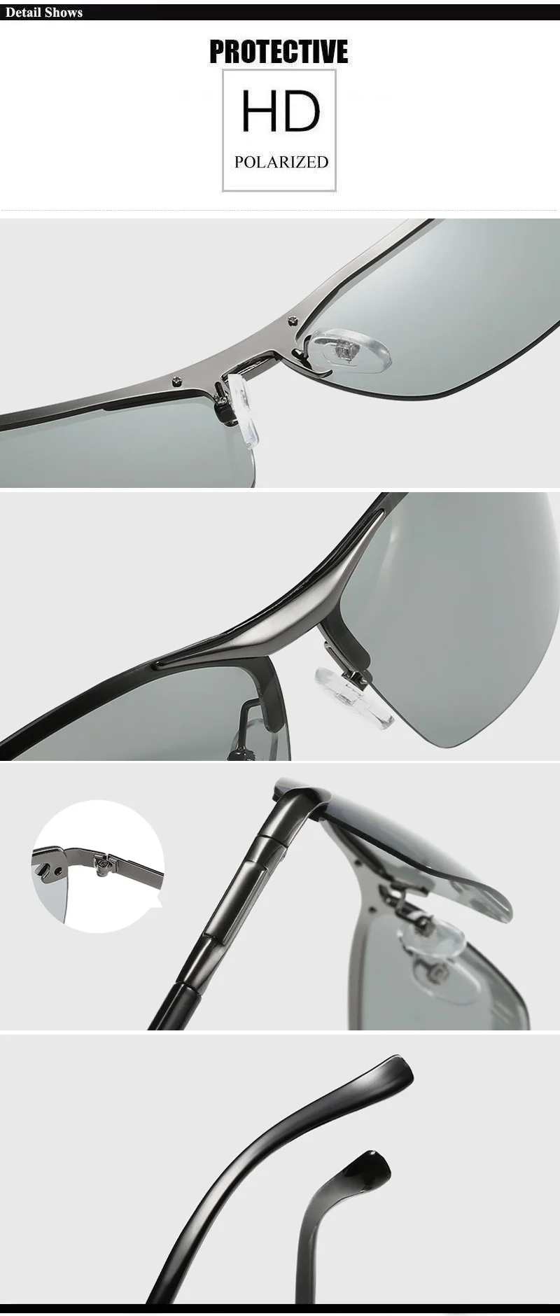 RoShari 2018 Новый обесцвеченные солнцезащитные очки мужские поляризованный фотохромный профессиональное вождение Солнцезащитные очки