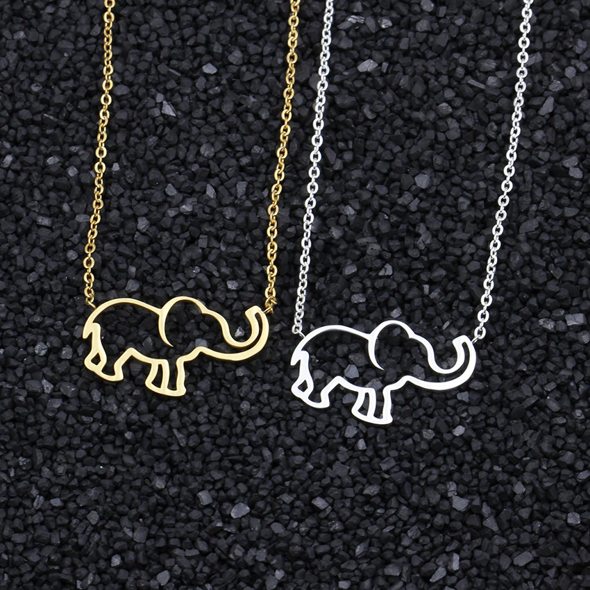 Stainless Steel Good Luck Elephant Outline Necklaces Pendants For Women Fashion Jewelry 2017 Collier Lucky Charm Mother Gifts|pendants for