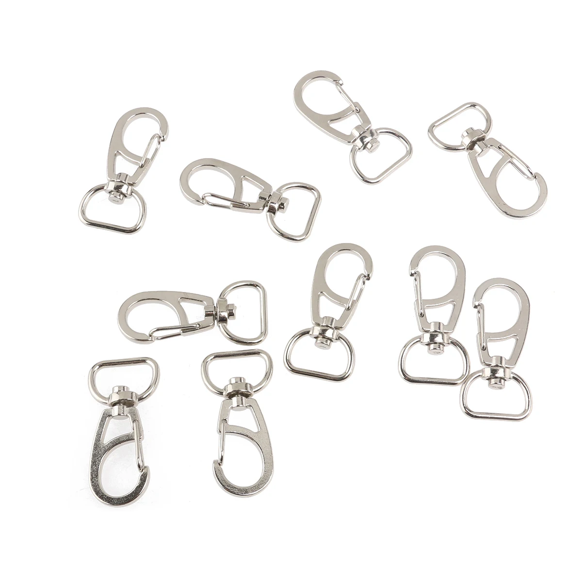 10pcs Silvery Metal Swivel Clasp Clips Key Hook Keychain Separation Key