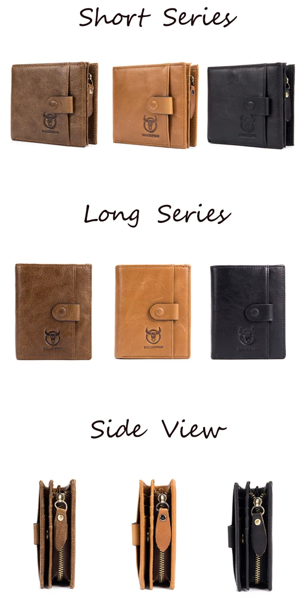 Bullcaptain Men Cowhide 9 Card Slots Zipper Coin Bag Wallet