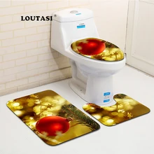 Loutsi 3 шт. Набор ковриков для ванной коврик коралловый флис напольный коврик под дверь комплект туалетный узор нескользящее ковровое покрытие декор для ванной комнаты