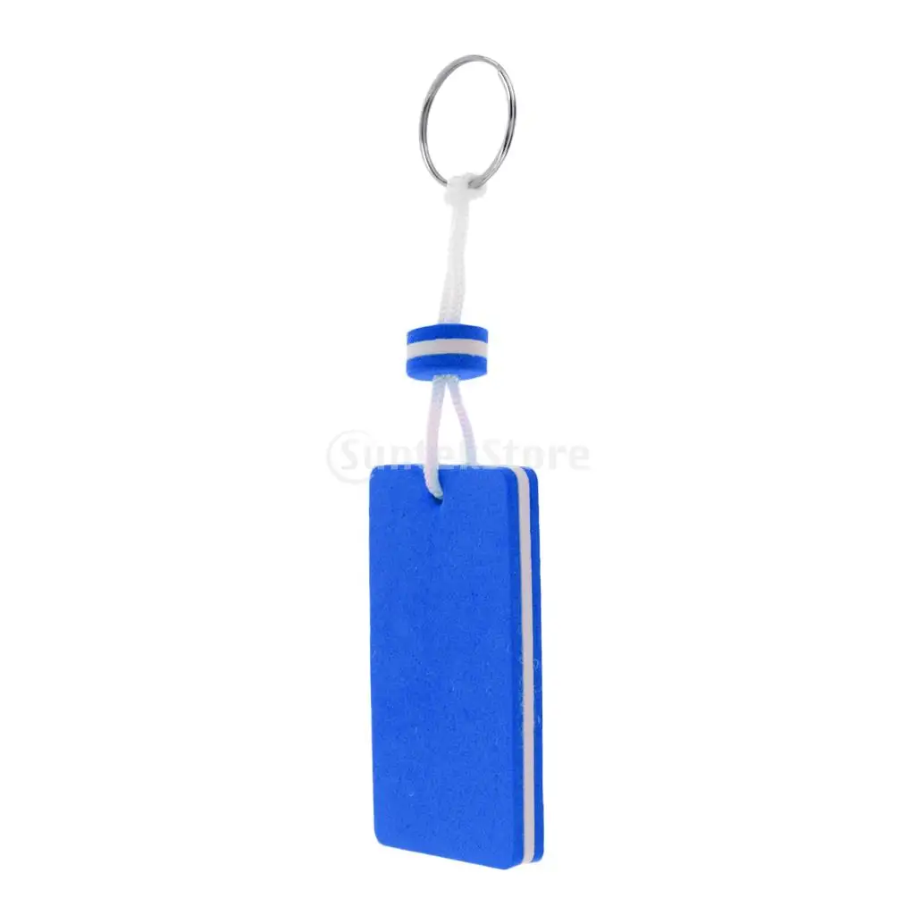 5 Pieces Yachting Boating Kayaking Sailing EVA Foam Floating Key Chain Key Ring- Rectangle Shaped Blue
