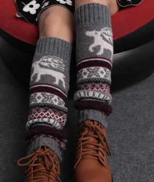 

10pairs/lot free shipping korean style lady deer leg warmer winter print leg warmer Christmas leg warmer free size