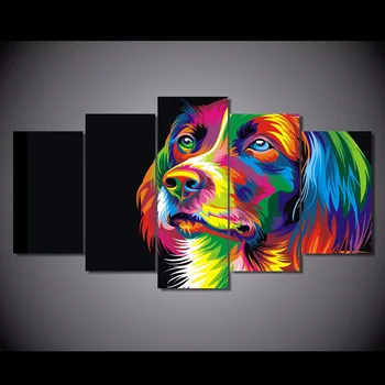 

5 Pcs/Set Framed HD Printed Colorful Dog Design Picture Wall Art Canvas Print Home Decor Poster Abstract Canvas Oil Painting