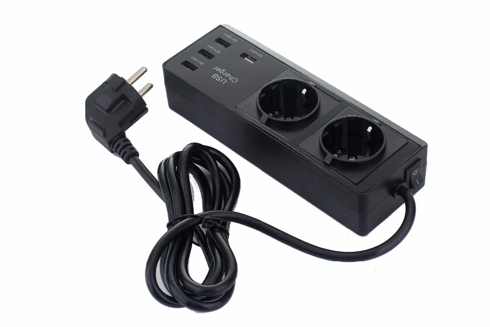 Дешево ДБ Мощность 2 розетки 4 USB розетки Мощность полосы адаптер с выключателем для смартфонов Планшеты и USB устройств ЕС Великобритания США штеке...