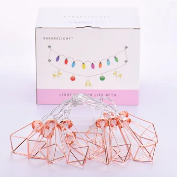 

1.5m 10 Leds String Lights Iron Metal Diamond Battery Powered Wedding Party Home Decoration Lamps _WK