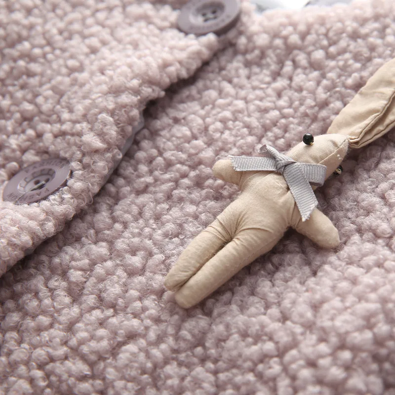 Зимние детские свитера из Костюмы Одежда для детей; малышей; девочек уплотненный топ с рисунком «кролик» Для малышей пальто на берберском флисе верхняя одежда из хлопка;