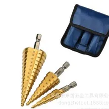 Шестиугольная ручка ступенчатая дрель с тремя комплектами для выхода пагода шаг сверления сверлильный сверло стальная пластина, железная пластина и алюминиевая пластина