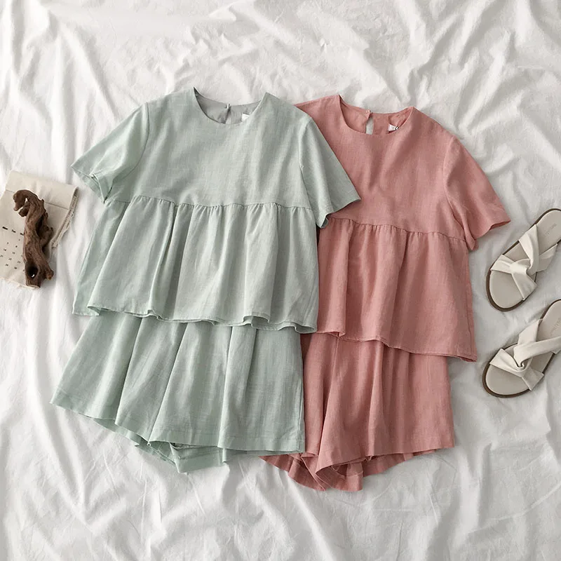 female sets Temperament Summer 2019 New Women's Korean Version Net Red Ocean Style Bottom Jacket and Broad-legged Shorts | Женская