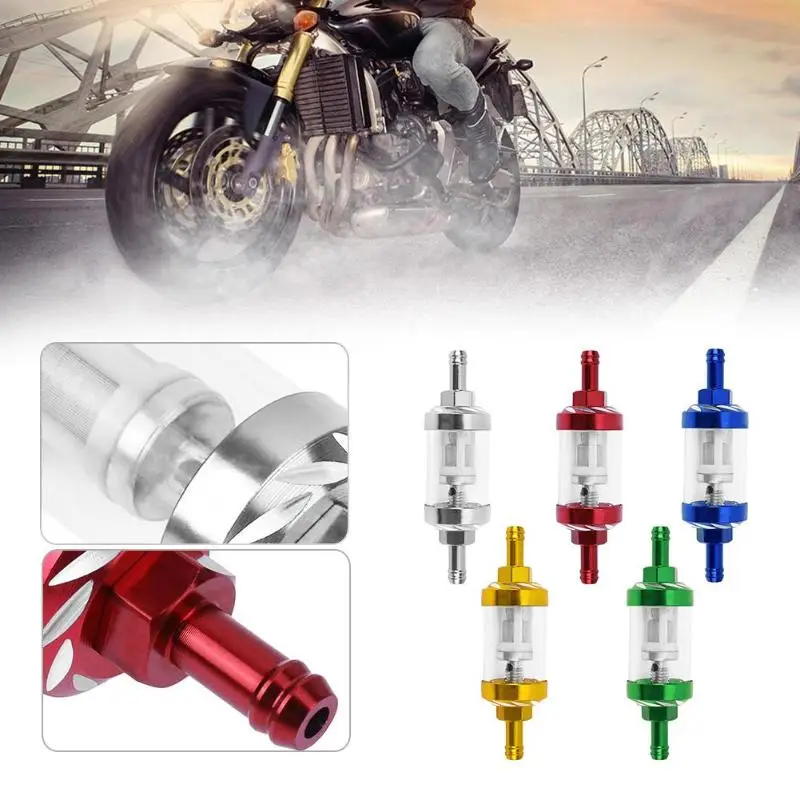 CNC Universal Gas Fuel Oil Filters 8mm Oil Filter Motorcycle Accessories For ATV Dirt Pit Bike Automobile Motocross Accessories