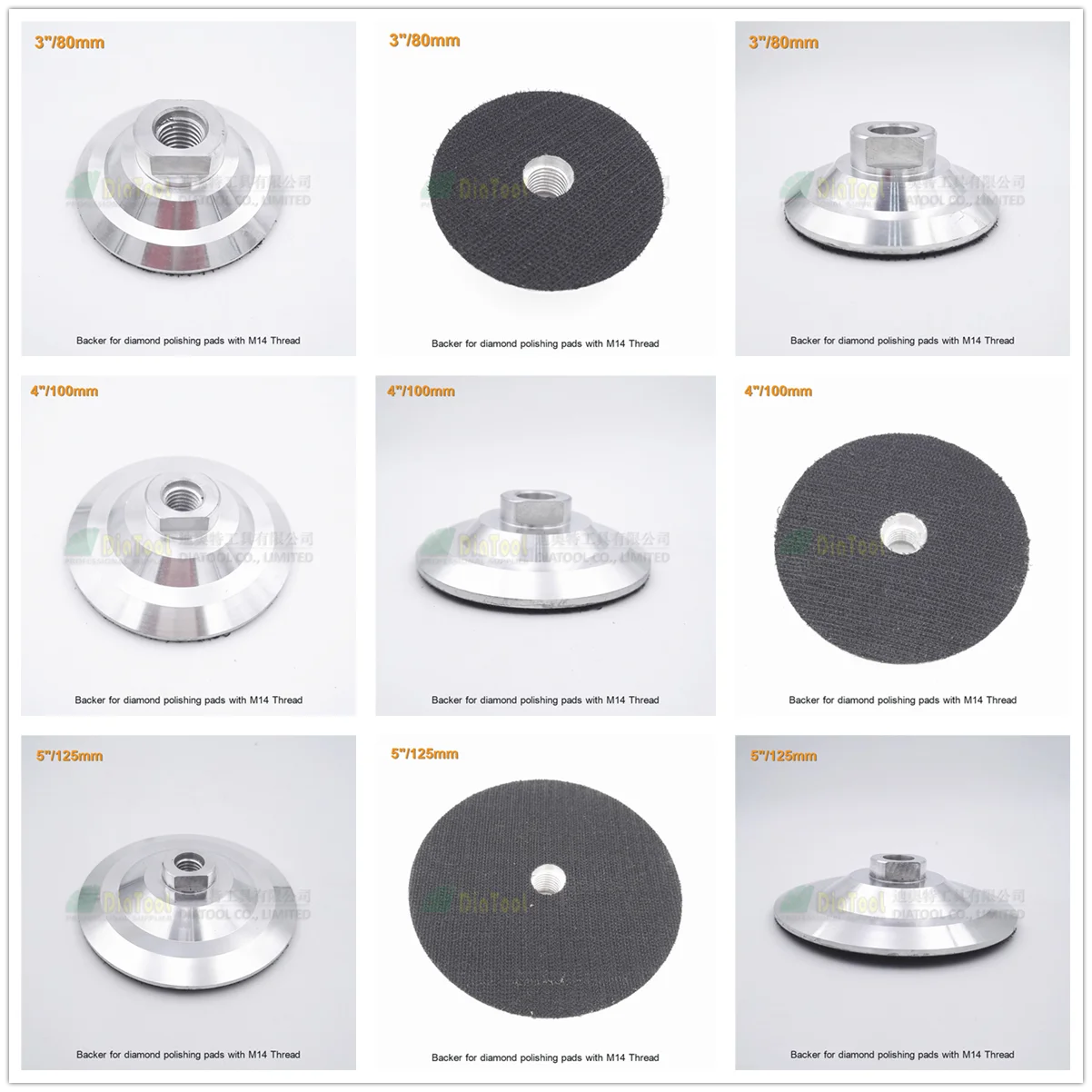 Back pad for diamond polishing pads with M14 Thread Diameter 3