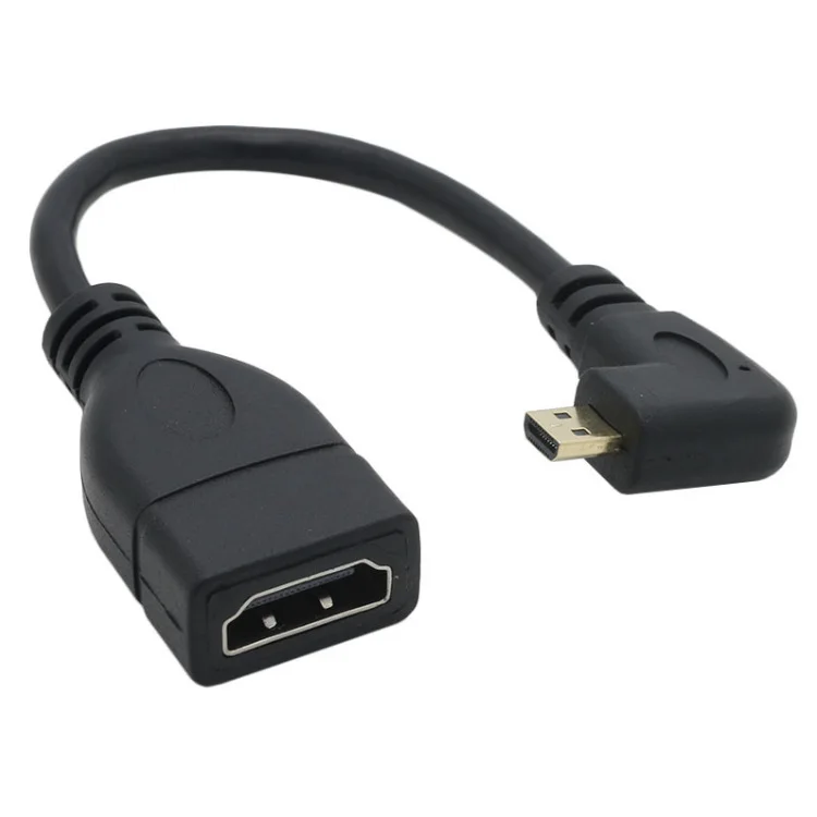 Micro HDMI Male to HDMI Female Adapter Cable Left Angle 90 Degree HDMI Converter Code for PC HDTV Projector