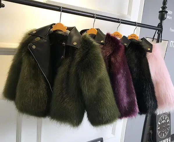 Girl Artificial Imitation Fur Coat of Fox Fur High Quality autumn jackets for girls casual clothes baby wool thick coat warm white artificial fur duster coat