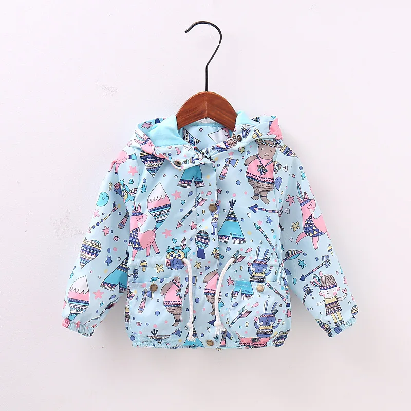 

Girls Jackets 2019 Children Kid Boys Girls Spring Autumn Cartoon Print Trench Jacket Outwear Coat