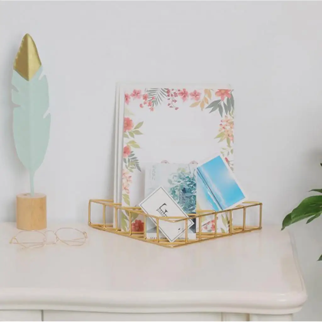 Irregular/Triangle File Organizer Wire Collection Desktop Iron Storage Rack Bookshelf Magazine Holder for Office Home Decoration