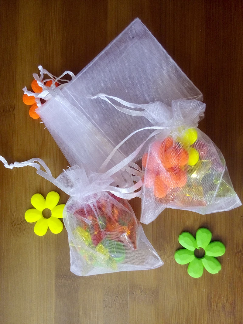 Bolsa de Organza blanca con cordón, embalaje de joyería para té/regalo/comida/caramelo, bolsa pequeña transparente de hilo, 20x30cm, 500 for|bags for AliExpress