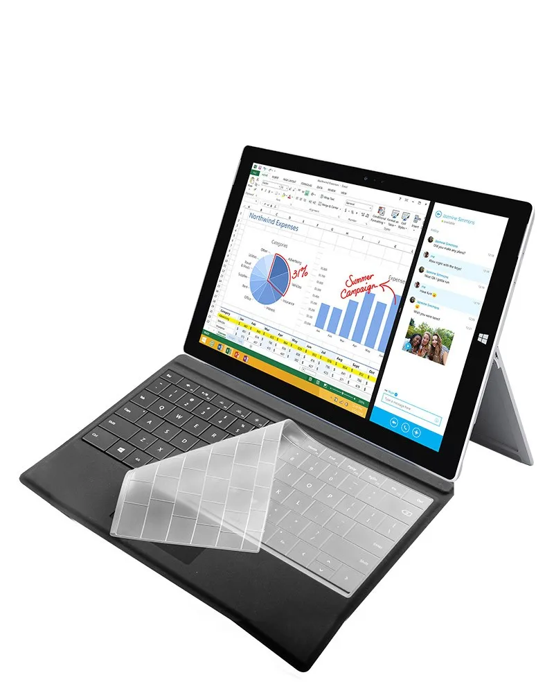 Для microsoft поверхность 3 ультра-тонкий прозрачный TPU Защитная пленка для ноутбука клавиатура кожного покрова