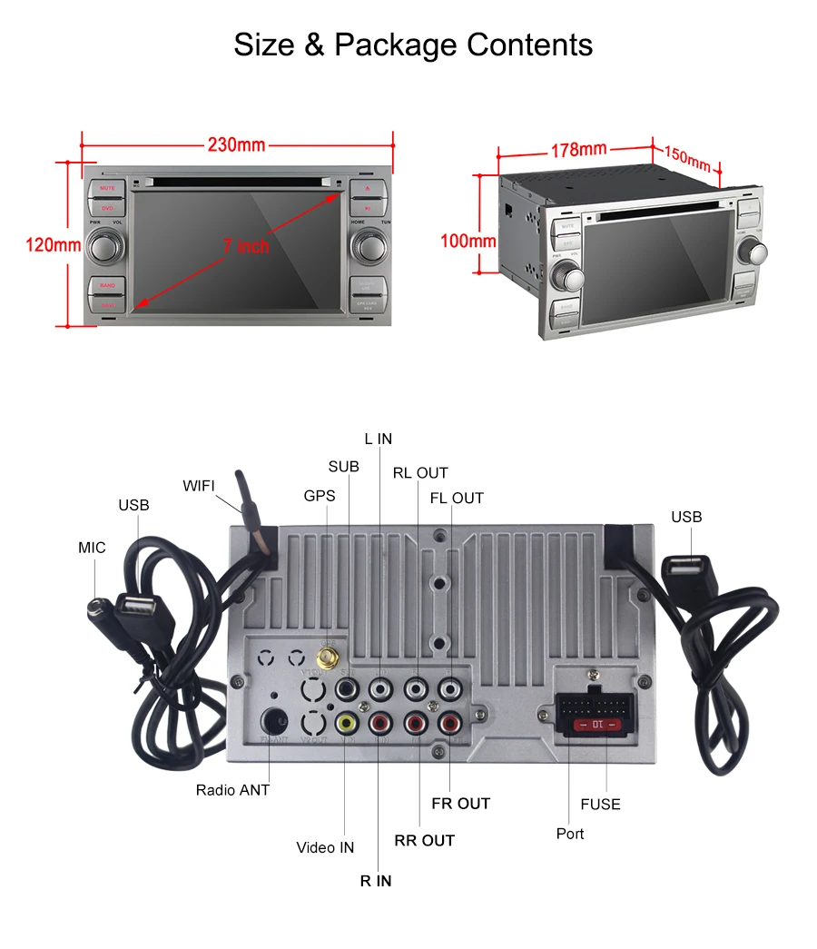 Sale 7" 2 din 2GB Ram Car Radio Audio Stereo HD GPS Navigation Head unit For Ford Focus Fusion Multimedia Player Support DAB OBD DVR 17
